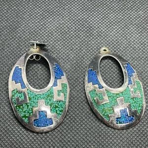 Vintage silver inlay earrings